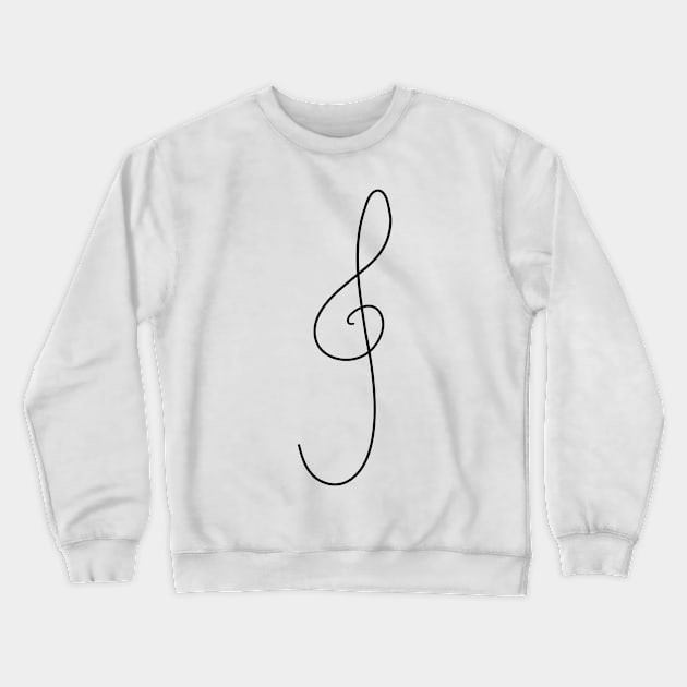 Treble G Clef Hand Drawn Black Crewneck Sweatshirt by phoxydesign